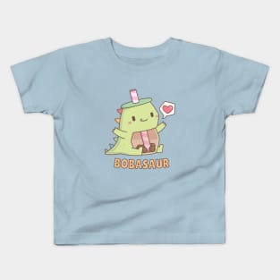 Funny Bobasaur Boba Dinosaur Pun Kids T-Shirt